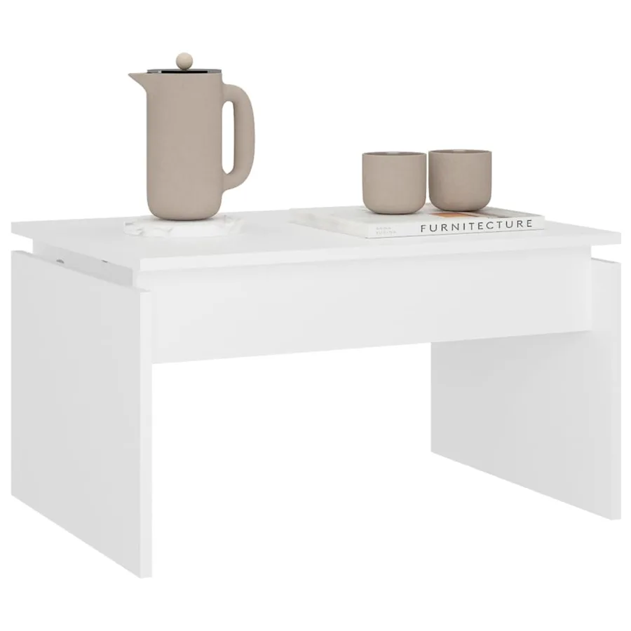 Table basse blanc 68x50x38 cm bois d'ingénierie - 4