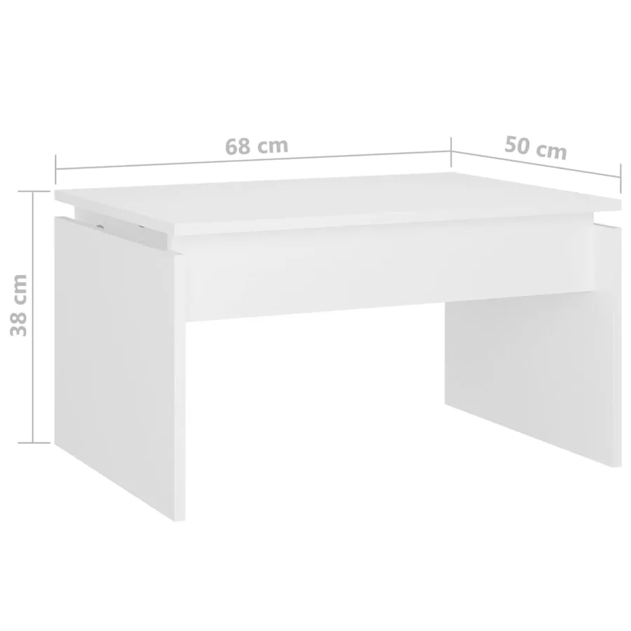 Table basse blanc 68x50x38 cm bois d'ingénierie - 7