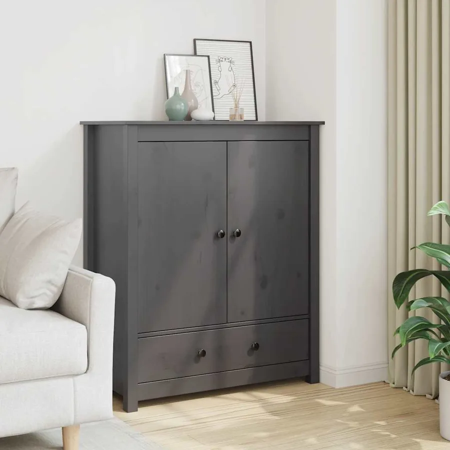Buffet Gris 83x41,5x100 cm Bois massif de pin - 3