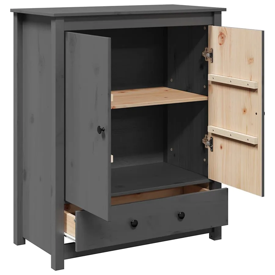 Buffet Gris 83x41,5x100 cm Bois massif de pin - 6