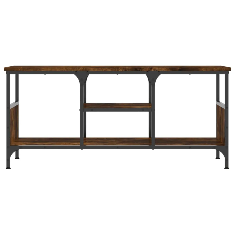 Meuble TV chêne fumé 100x35x45 cm bois d'ingénierie et fer - 4