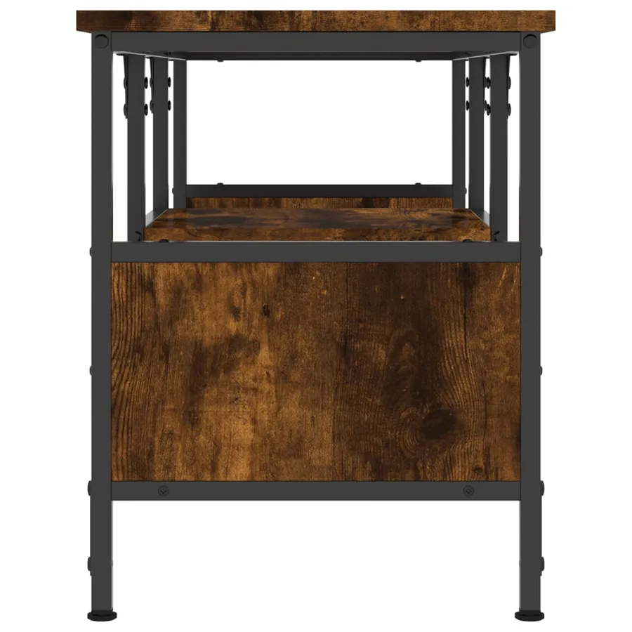 Meuble TV chêne fumé 100x35x45 cm bois d'ingénierie et fer - 5