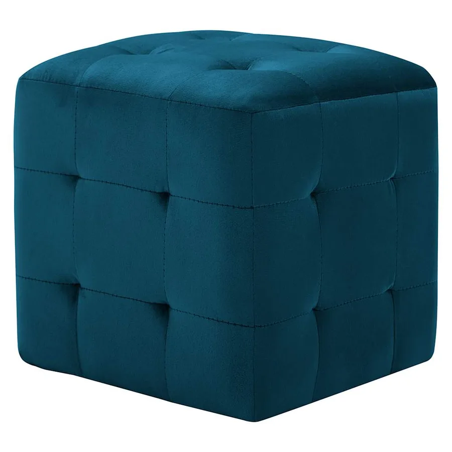 2 pcs Poufs Bleu 30 x 30 x 30 cm Tissu velours - 2