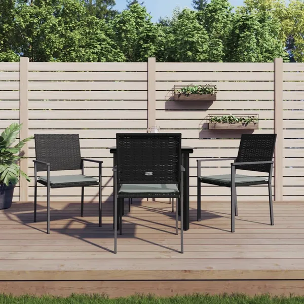 Ensemble à manger de jardin 5 pcs coussins résine tressée acier