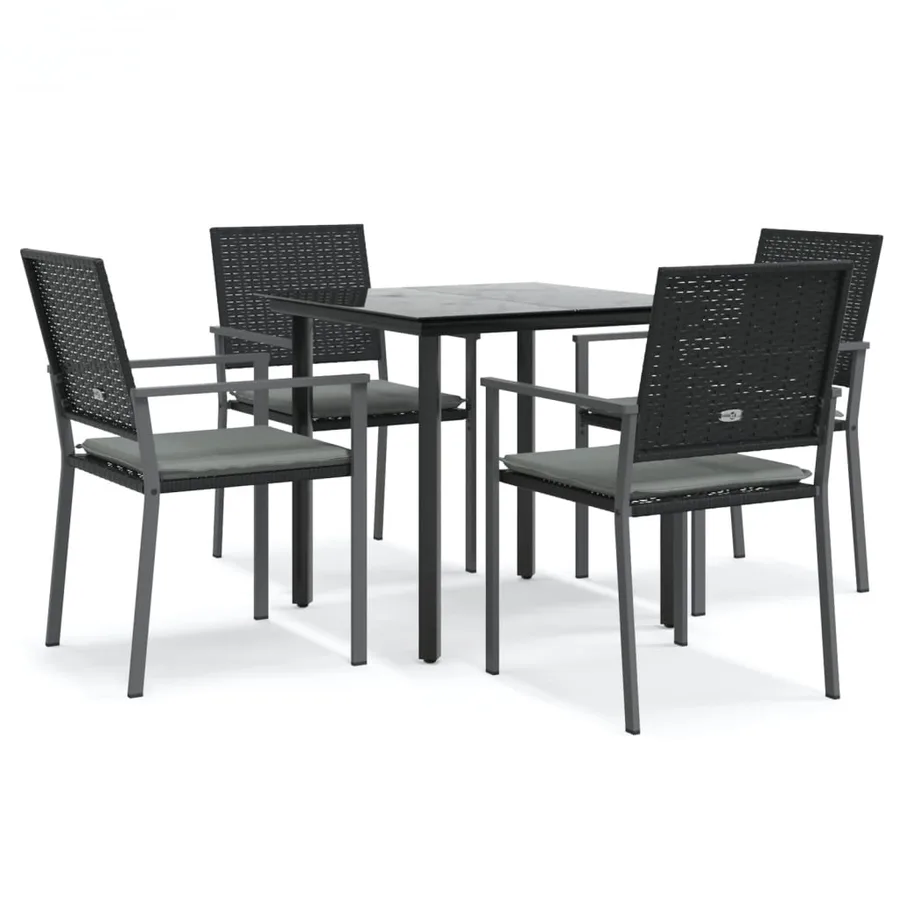 Ensemble à manger de jardin 5 pcs coussins résine tressée acier - 2