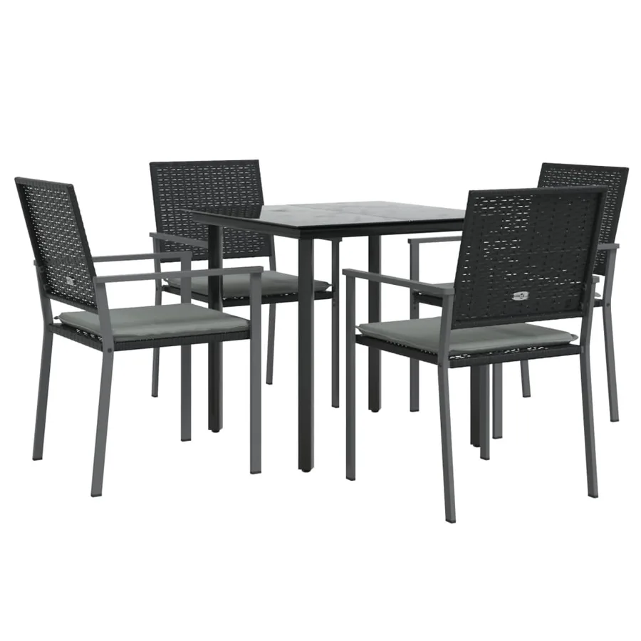Ensemble à manger de jardin 5 pcs coussins résine tressée acier - 3