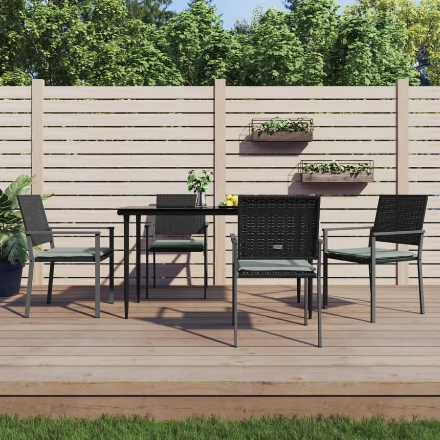 Ensemble à manger de jardin 5 pcs coussins résine tressée acier