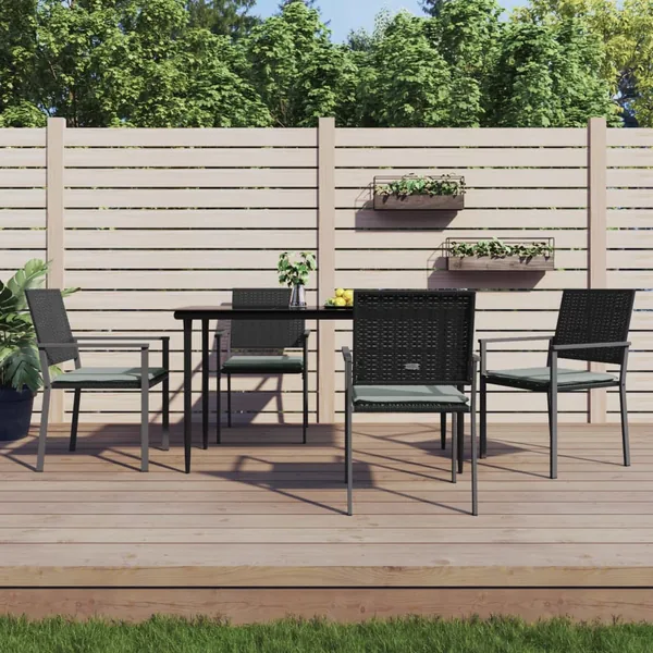 Ensemble à manger de jardin 5 pcs coussins résine tressée acier