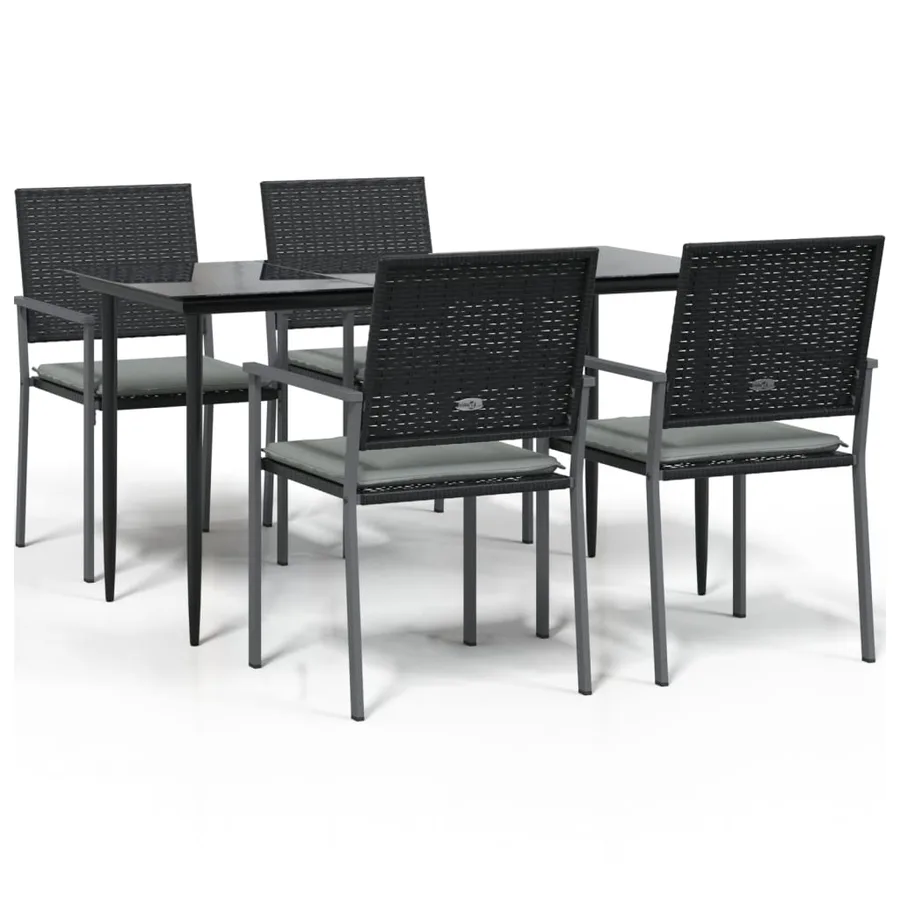Ensemble à manger de jardin 5 pcs coussins résine tressée acier - 2