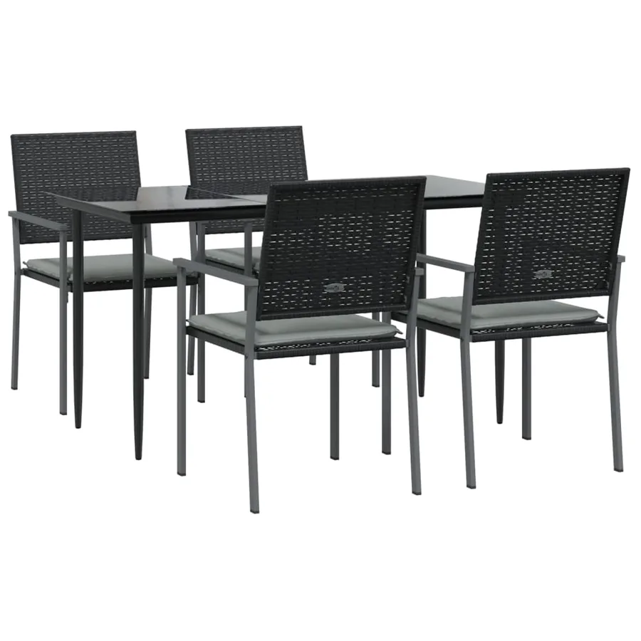 Ensemble à manger de jardin 5 pcs coussins résine tressée acier - 3