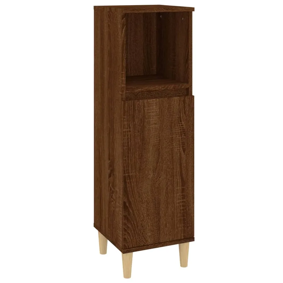 Armoire de bain chêne marron 30x30x100 cm bois d'ingénierie - 2