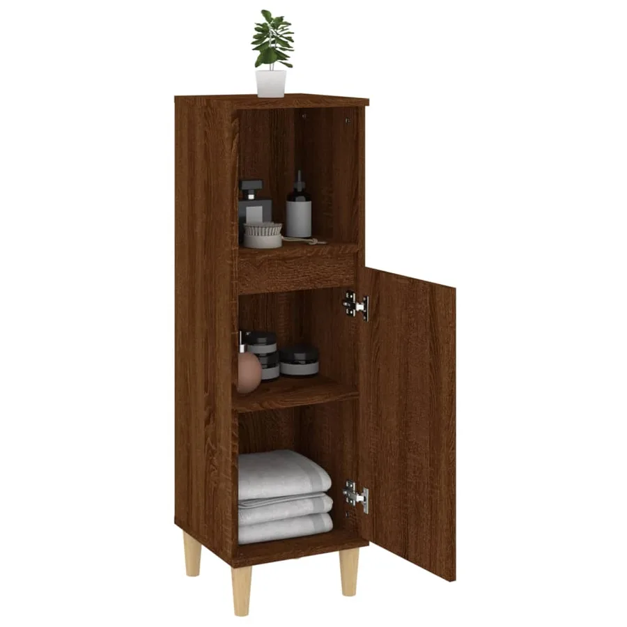 Armoire de bain chêne marron 30x30x100 cm bois d'ingénierie - 4