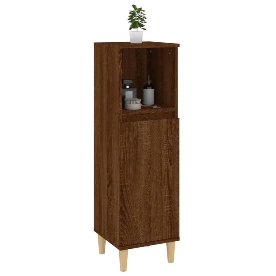 Armoire de bain chêne marron 30x30x100 cm bois d'ingénierie - 5