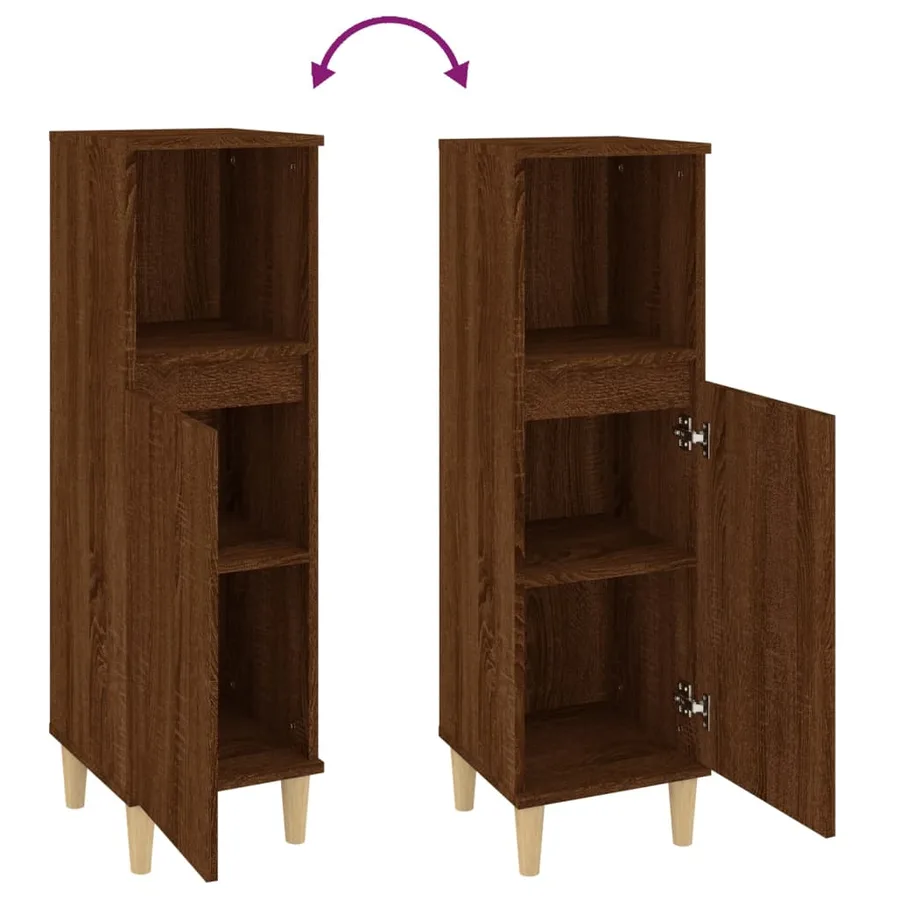 Armoire de bain chêne marron 30x30x100 cm bois d'ingénierie - 9