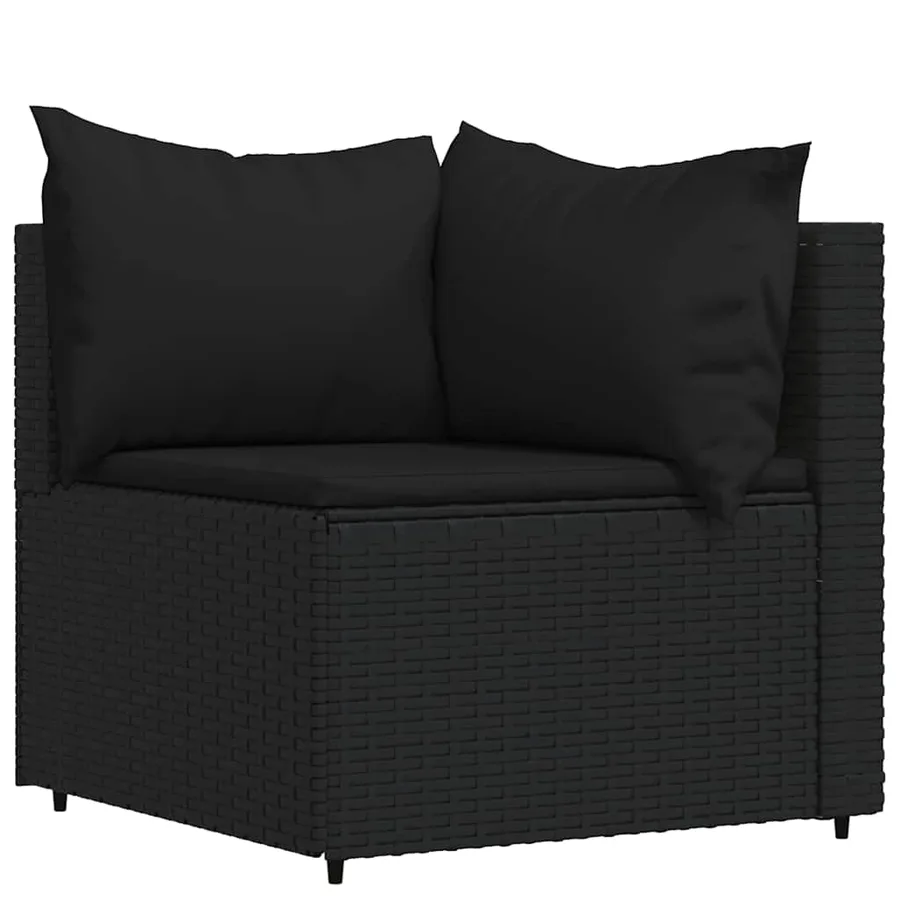 Salon de jardin 4 pcs avec coussins Noir Résine tressée - 4