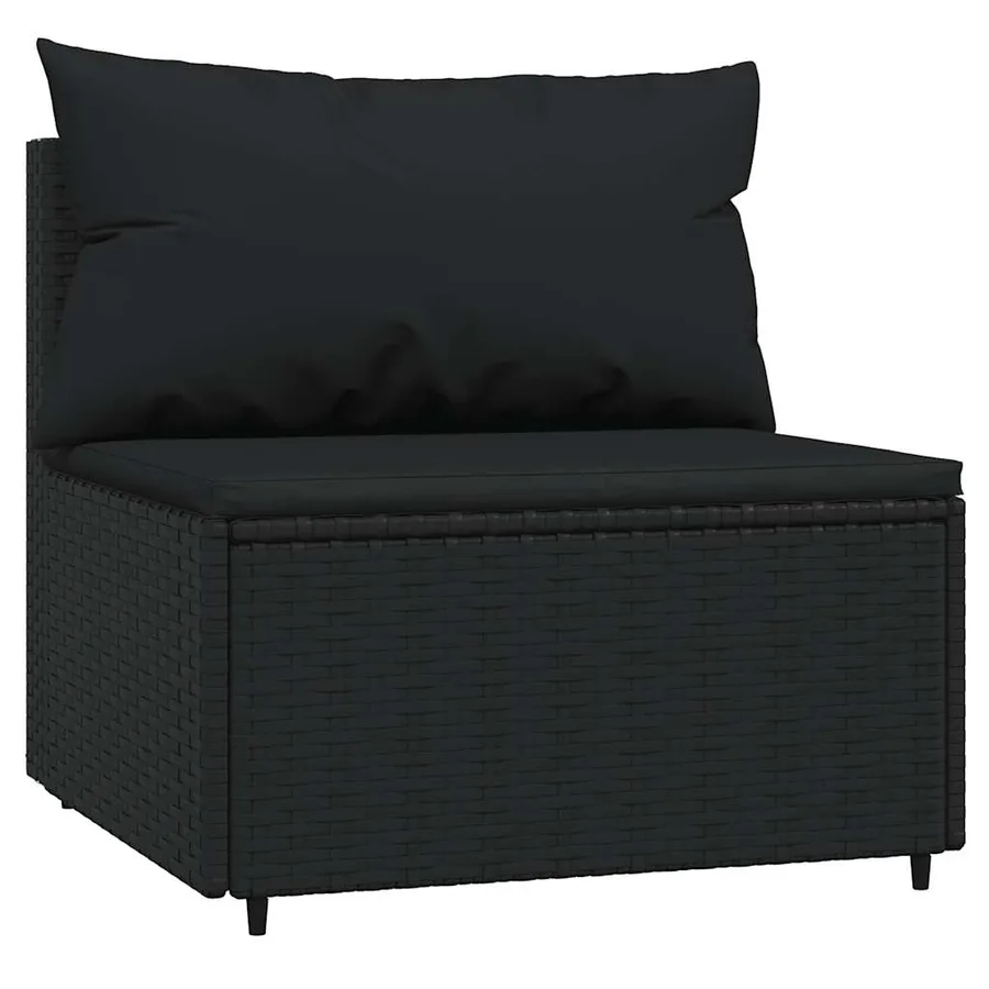 Salon de jardin 4 pcs avec coussins Noir Résine tressée - 5
