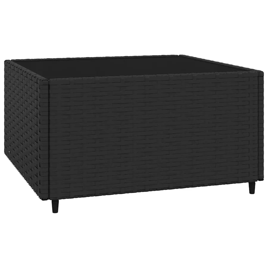 Salon de jardin 4 pcs avec coussins Noir Résine tressée - 7