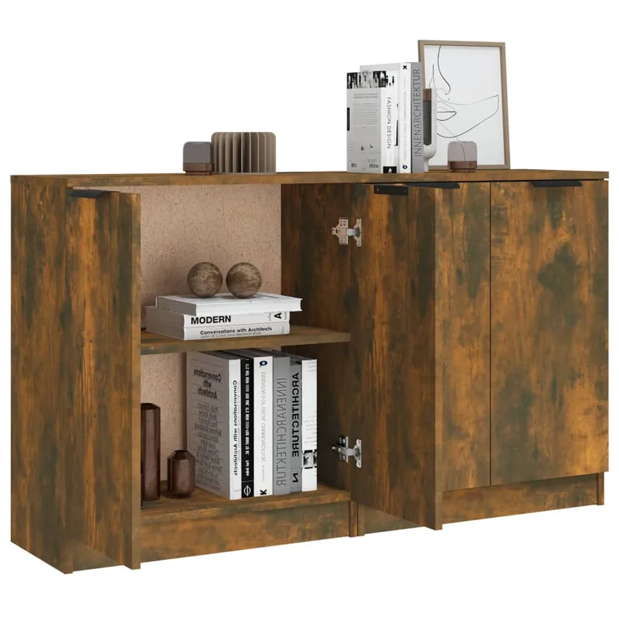 Buffets 2 pcs Chêne fumé 60x30x70 cm Bois d'ingénierie - 5