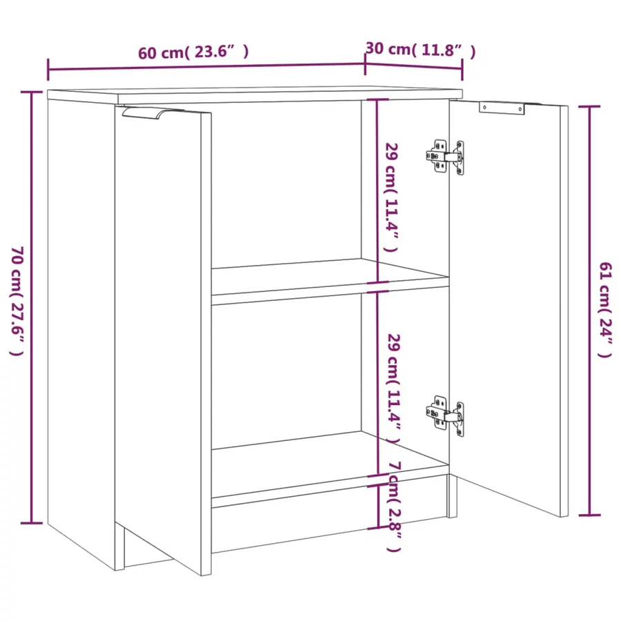 Buffets 2 pcs Chêne fumé 60x30x70 cm Bois d'ingénierie - 6