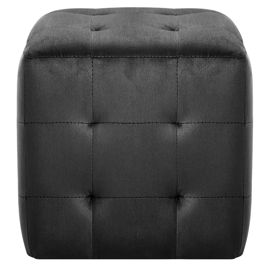 2 pcs Poufs Noir 30 x 30 x 30 cm Tissu velours - 3
