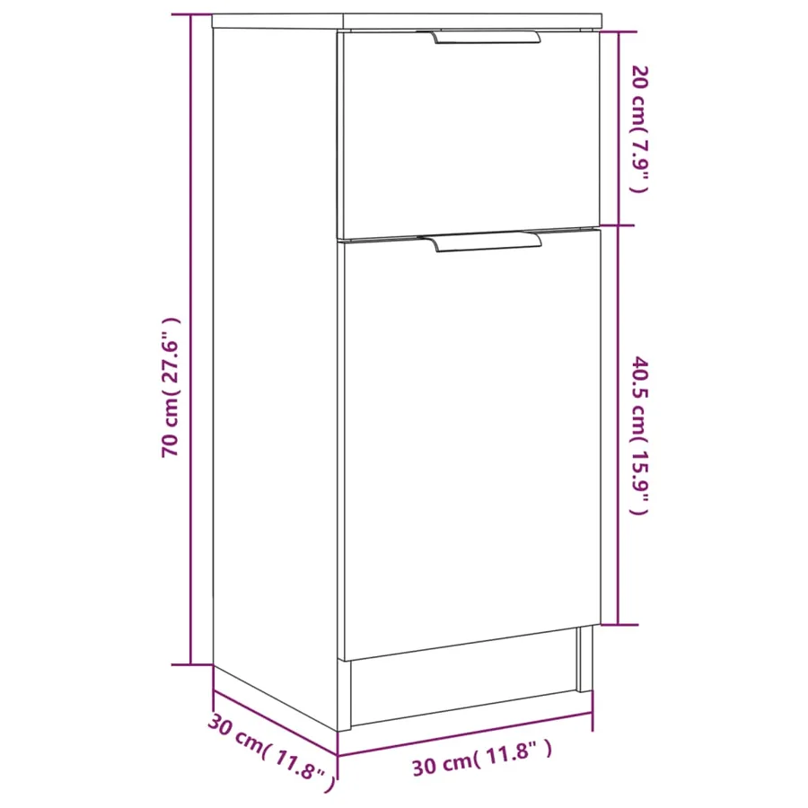 Buffet Sonoma gris 30x30x70 cm Bois d'ingénierie - 10