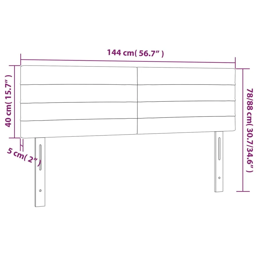 Têtes de lit Gris clair 144x5x78/88 cm Tissu - 8