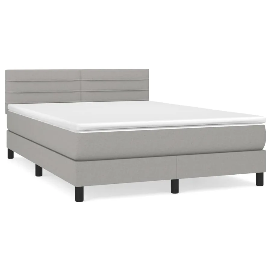 Sommier à lattes de lit avec matelas Gris clair 140x200cm Tissu - 2
