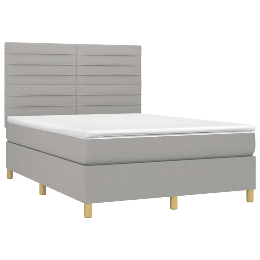 Sommier à lattes de lit et matelas et LED Gris clair 140x200 cm - 3
