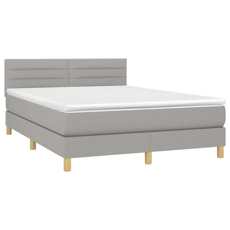 Sommier à lattes de lit et matelas et LED Gris clair 140x190 cm - 3