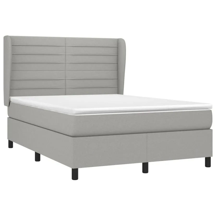 Sommier à lattes de lit avec matelas Gris clair 140x190cm Tissu - 3
