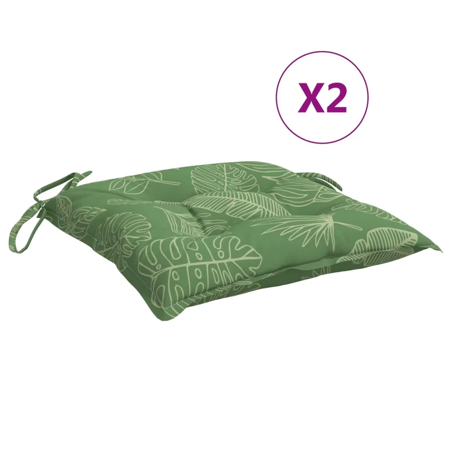 Coussins de chaise lot de 2 à motif de feuilles 40x40x7 cm - 2