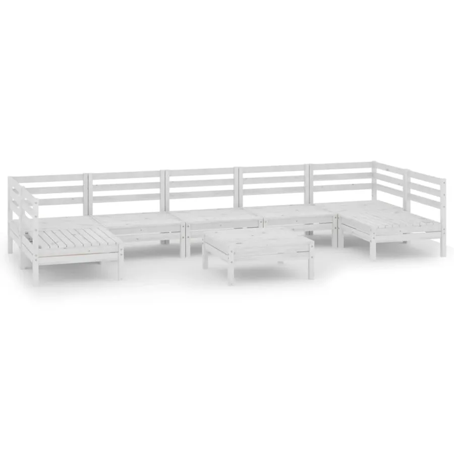Salon de jardin 8 pcs Blanc Bois de pin massif - 2