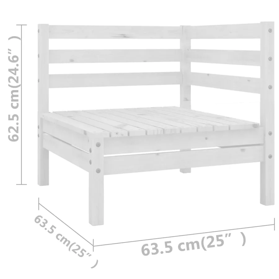 Salon de jardin 8 pcs Blanc Bois de pin massif - 6