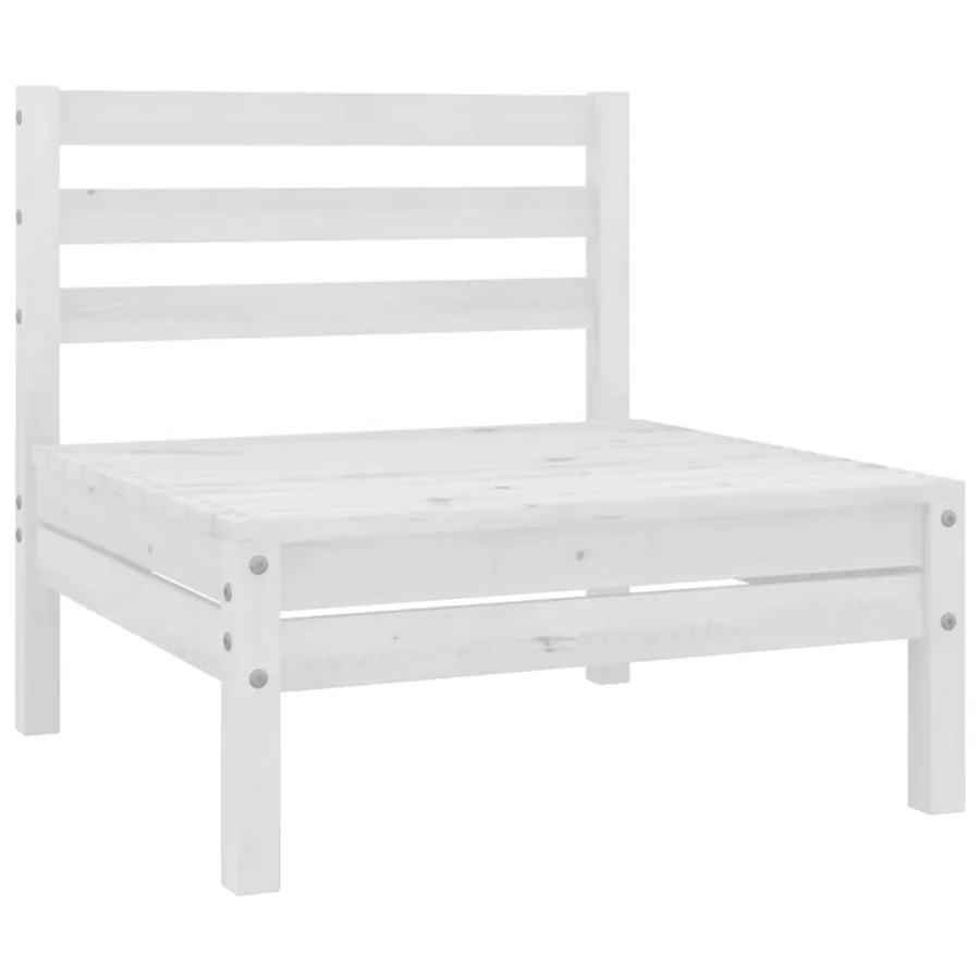 Salon de jardin 7 pcs Bois de pin massif Blanc - 4