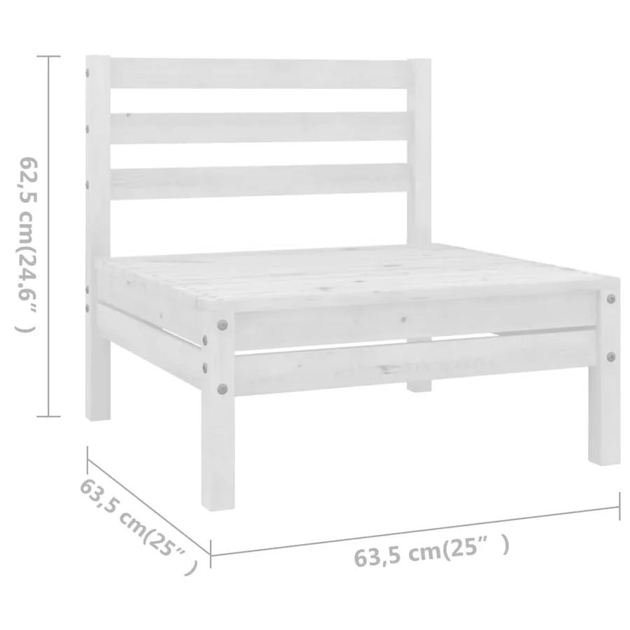 Salon de jardin 7 pcs Bois de pin massif Blanc - 5