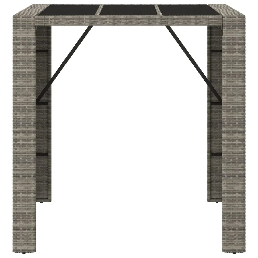 Table de bar et dessus en verre gris 105x80x110 cm poly rotin - 3