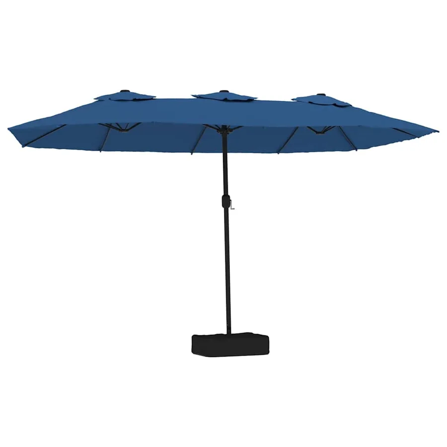 Parasol de jardin à double tête avec LED bleu azuré 449x265 cm - 2