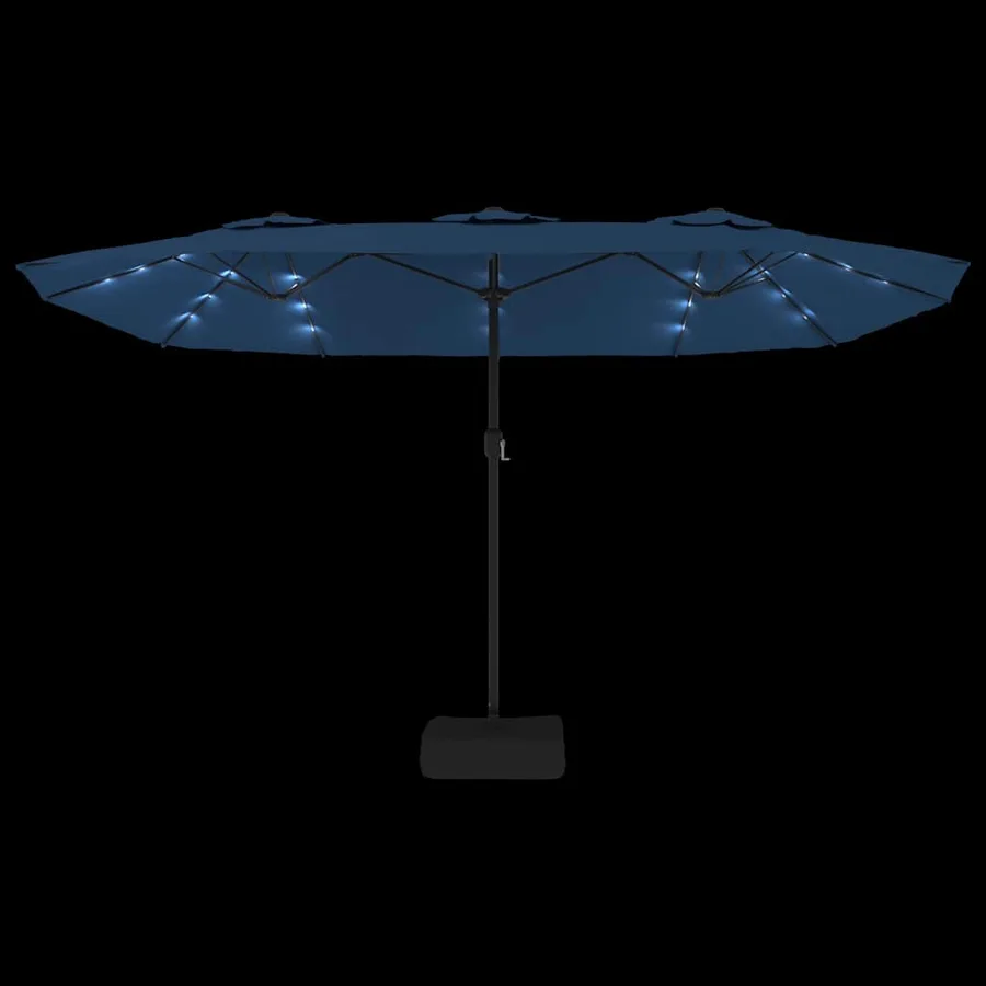 Parasol de jardin à double tête avec LED bleu azuré 449x265 cm - 6