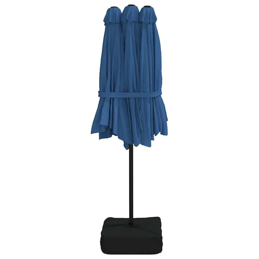 Parasol de jardin à double tête avec LED bleu azuré 449x265 cm - 7