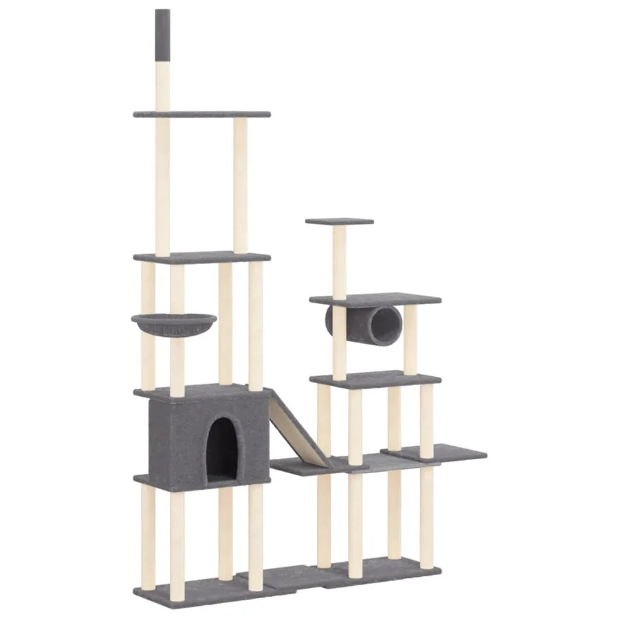 Arbre à chat avec griffoirs en sisal Gris foncé 279 cm - 2