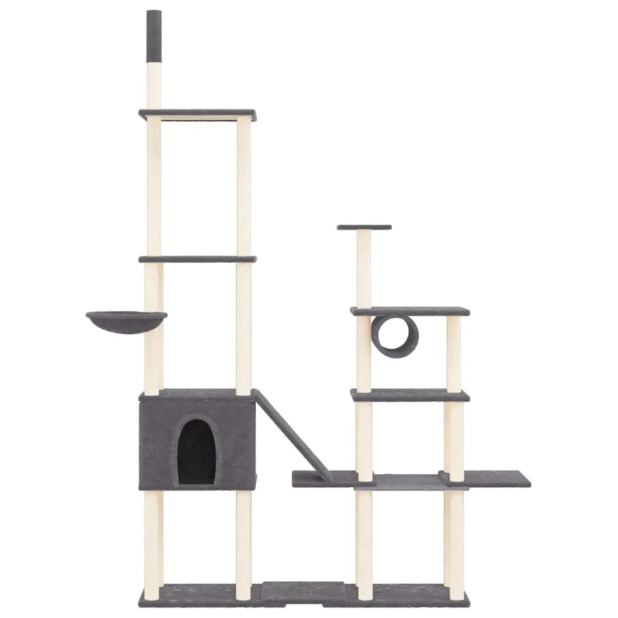 Arbre à chat avec griffoirs en sisal Gris foncé 279 cm - 3