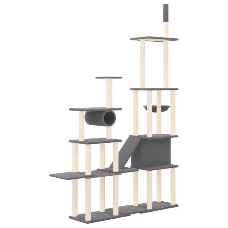 Arbre à chat avec griffoirs en sisal Gris foncé 279 cm - 5