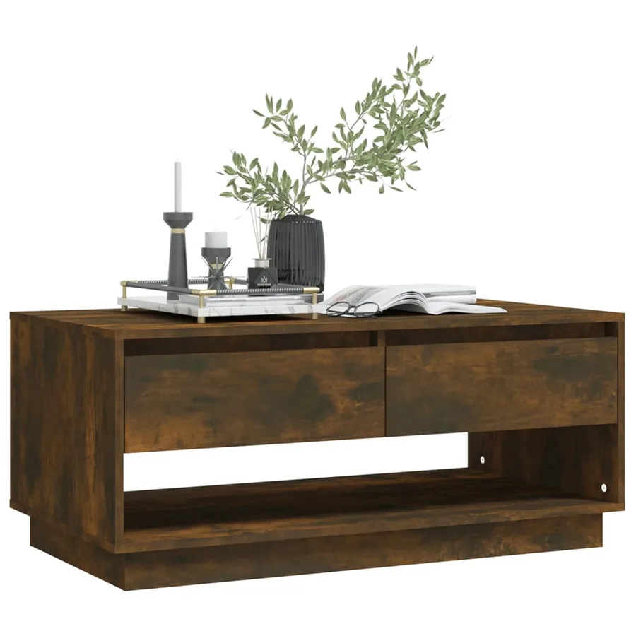 Table basse Chêne fumé 102,5x55x44 cm Bois d'ingénierie - 7