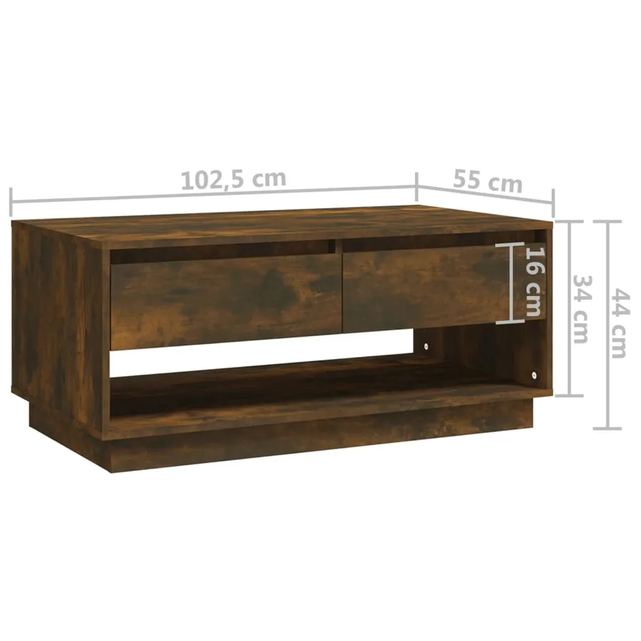 Table basse Chêne fumé 102,5x55x44 cm Bois d'ingénierie - 9