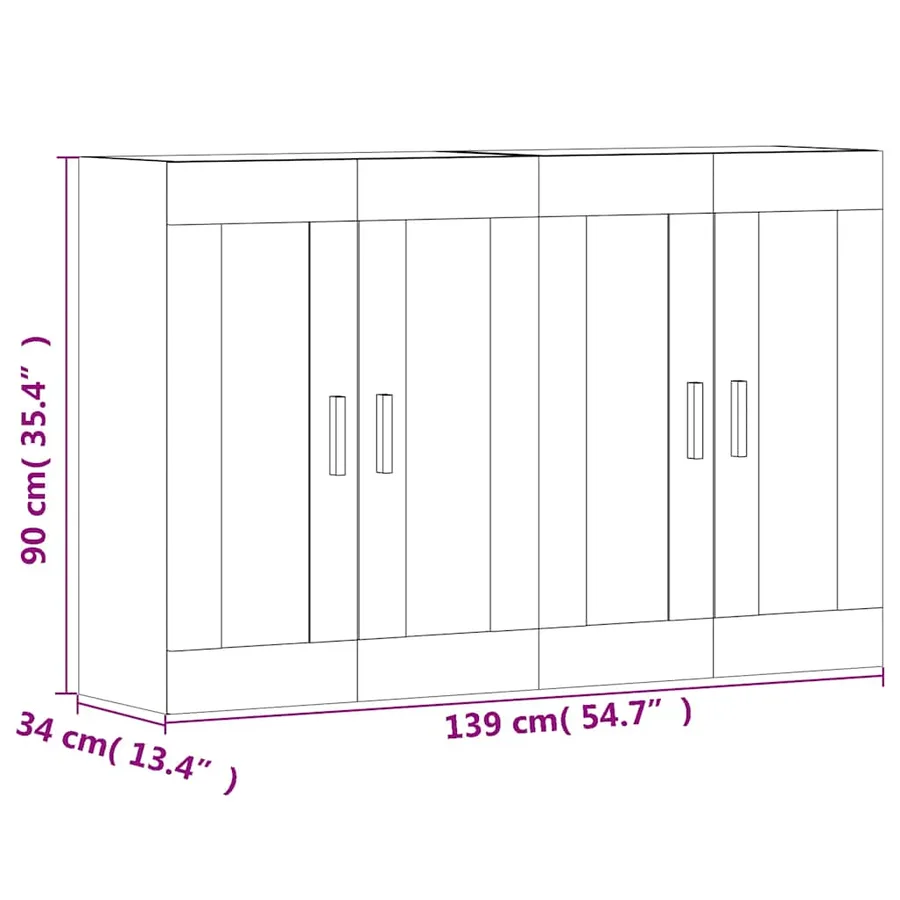 Armoires murales 2 pcs noir bois d'ingénierie - 12