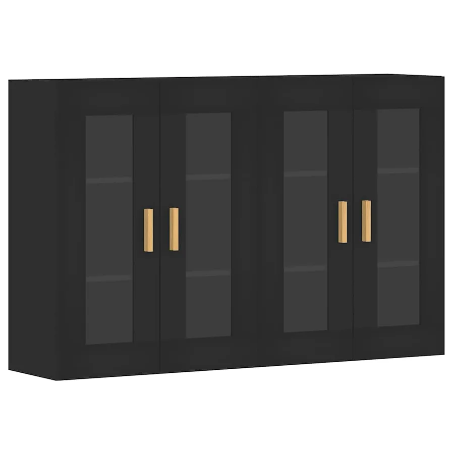Armoires murales 2 pcs noir bois d'ingénierie - 2
