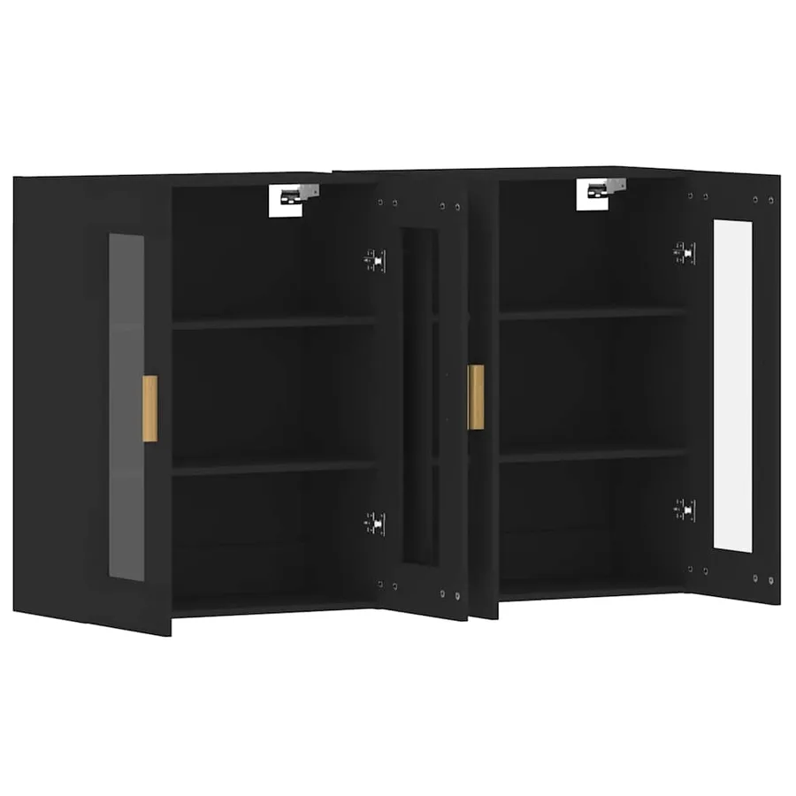 Armoires murales 2 pcs noir bois d'ingénierie - 5
