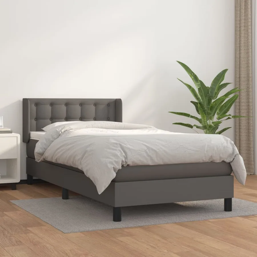 Sommier à lattes de lit avec matelas Gris 90x190 cm Similicuir