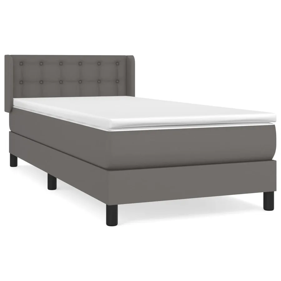 Sommier à lattes de lit avec matelas Gris 90x190 cm Similicuir - 2