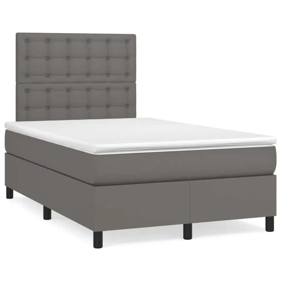 Sommier à lattes de lit avec matelas Gris 120x200 cm Similicuir - 2